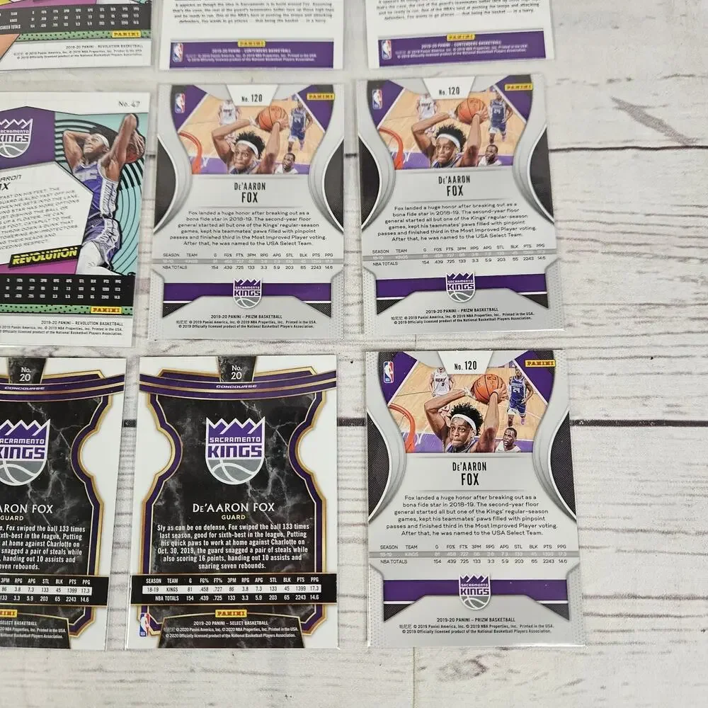 De'Aaron Fox Card Lot Of 16 Cards Rookie And Sophomore Year Panini Status Prizm